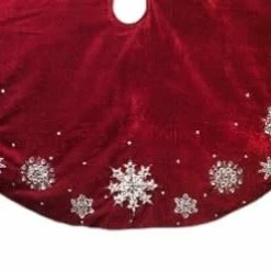 The Christmas Palace 52" RED TREE SKIRT WITH SNOWFLAKE EMBROIDERY Skirts & Stockings
