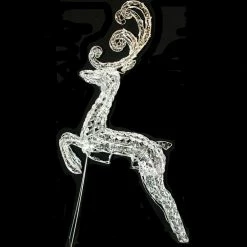 The Christmas Palace OVERSIZED DECOR 4 FT JUMPING CRYSTAL COOL WHITE REINDEER
