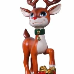 The Christmas Palace 3 FT CUTE REINDEER WITH GIFT OVERSIZED DECOR