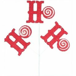 The Christmas Palace Stems & Picks 24" RED & WHITE HO HO HO PICK SET OF 6