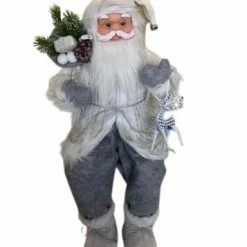 The Christmas Palace 2 FT WHITE COAT SITTING SANTA Santas