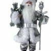 The Christmas Palace 18" SILVER SANTA STANDING WITH GIFT BAG Santas