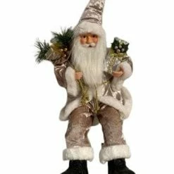 The Christmas Palace 2 FT GOLD SANTA SITTING WITH HIS GIFT BAG Santas