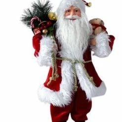 The Christmas Palace 18" RED SANTA WITH GIFT BAG & TEDDY BEAR Santas