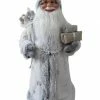 The Christmas Palace 2 FT WHITE & SILVER SNOWFLAKE SANTA WITH GIFTS Santas