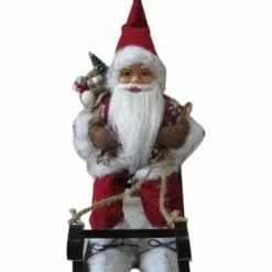 The Christmas Palace Santas 18" RED SANTA SITTING ON A SLEIGH