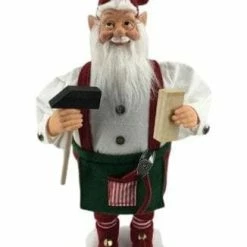 The Christmas Palace Santas 2 FT ANIMATED ELF SANTA WITH HAMMER