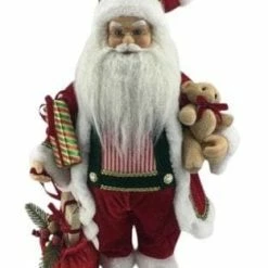 The Christmas Palace 2 FT ANIMATED SANTA WITH GIFT BAG & TEDDY Santas