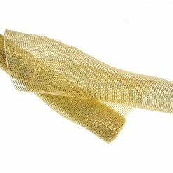 The Christmas Palace Ribbon & Bows 20" X 10 YD IVORY & GOLD METALLIC MESH