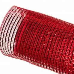 The Christmas Palace Ribbon & Bows 20" X 10 YD RED METALLIC MESH