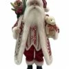 The Christmas Palace 2 FT PEPPERMINT CANDY SANTA WITH TEDDY BEAR Santas