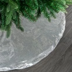 The Christmas Palace 48" SILVER SEQUIN TREE SKIRT