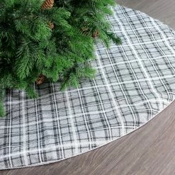 The Christmas Palace 48" GREY, WHITE, & BLACK PLAID TREE SKIRT Skirts & Stockings