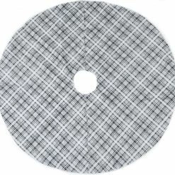 The Christmas Palace 48" GREY, WHITE, & BLACK PLAID TREE SKIRT Skirts & Stockings