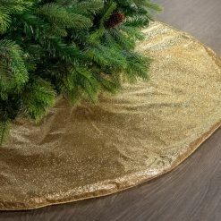 The Christmas Palace 48" GOLD GLITTER TREE SKIRT Skirts & Stockings