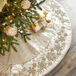 The Christmas Palace 64" METALLIC DUPION BEADED SNOWFLAKE TREE SKIRT