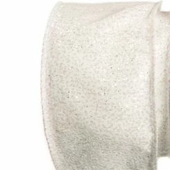 The Christmas Palace 2.5" X 10YD WHITE WITH SILVER GLITTER RIBBON SET OF 3 Ribbon & Bows