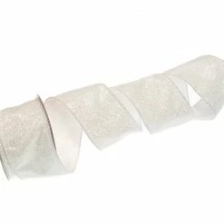 The Christmas Palace 2.5" X 10YD WHITE WITH SILVER GLITTER RIBBON SET OF 3 Ribbon & Bows