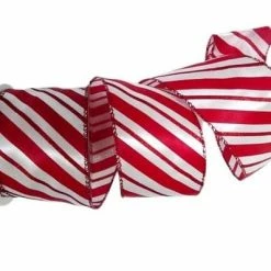 The Christmas Palace 2.5" X 10YD RED & WHITE PEPPERMINT RIBBON SET OF 3