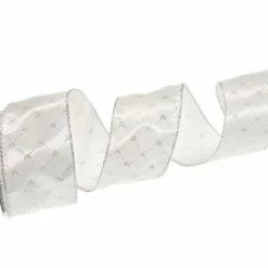 The Christmas Palace 2.5" X 10YD WHITE & SILVER HEARTS RIBBON SET OF 3