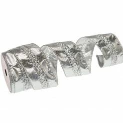 The Christmas Palace Ribbon & Bows 2.5" X 10YD SILVER MESH CENTER RIBBON SET OF 3