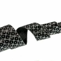 The Christmas Palace 4" X 10YD BLACK & SILVER RIBBON SET OF 3 Ribbon & Bows