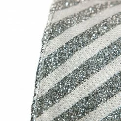 The Christmas Palace 2.5" X 10YD WHITE & SILVER GLITTER STRIPE RIBBON SET OF 3 Ribbon & Bows