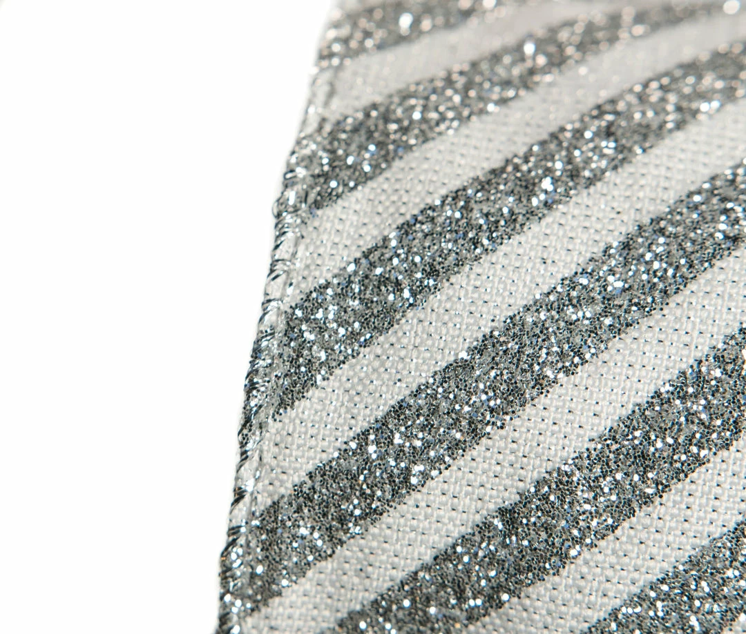 Best Sale π₯ The π Christmas Palace 2.5" X 10YD WHITE & SILVER GLITTER STRIPE RIBBON SET OF 3 Ribbon & Bows π€© 2 The Christmas Palace 2.5" X 10YD WHITE & SILVER GLITTER STRIPE RIBBON SET OF 3 Ribbon & Bows