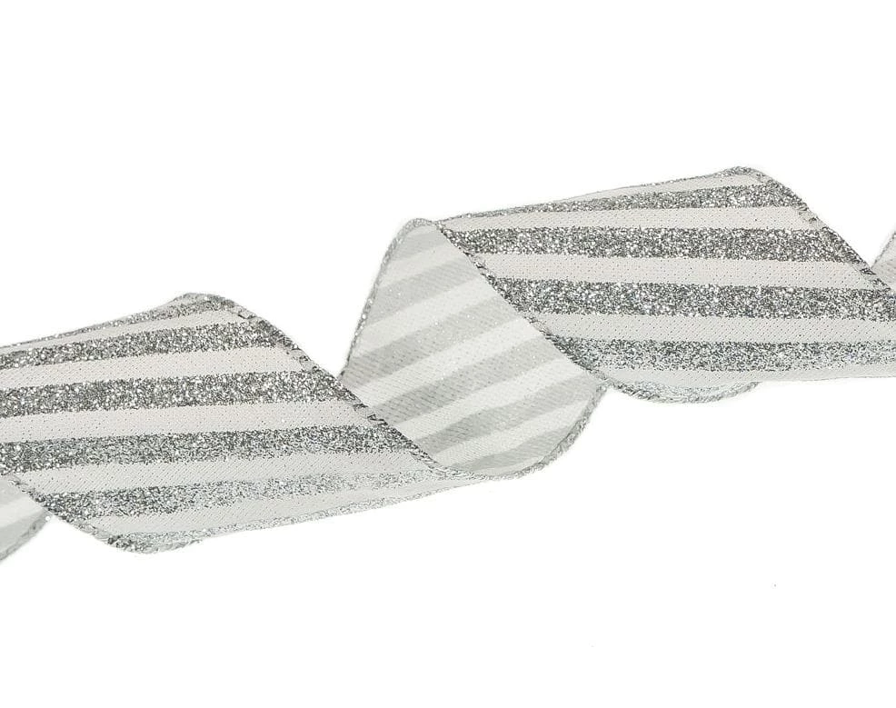 Best Sale π₯ The π Christmas Palace 2.5" X 10YD WHITE & SILVER GLITTER STRIPE RIBBON SET OF 3 Ribbon & Bows π€© 3 The Christmas Palace 2.5" X 10YD WHITE & SILVER GLITTER STRIPE RIBBON SET OF 3 Ribbon & Bows