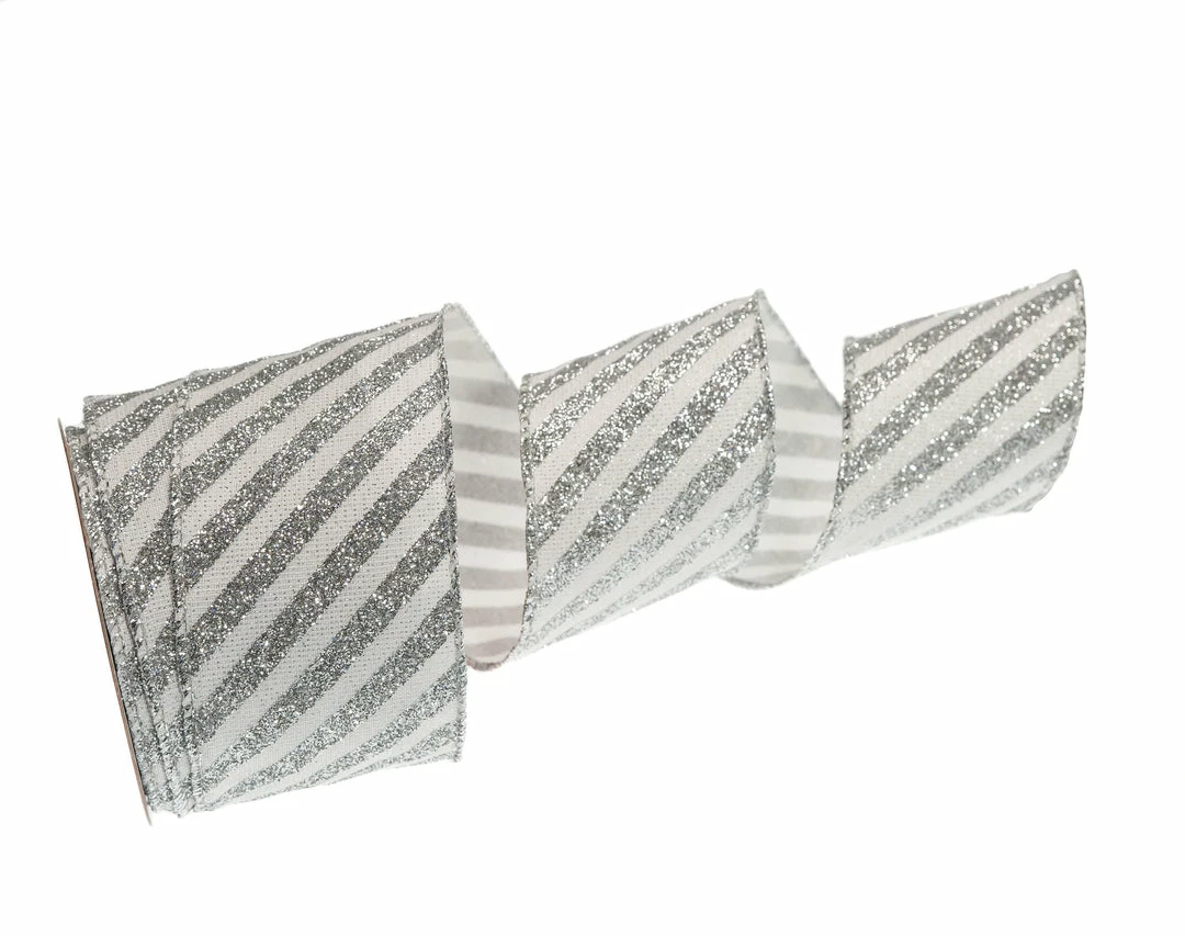 Best Sale π₯ The π Christmas Palace 2.5" X 10YD WHITE & SILVER GLITTER STRIPE RIBBON SET OF 3 Ribbon & Bows π€© 1 The Christmas Palace 2.5" X 10YD WHITE & SILVER GLITTER STRIPE RIBBON SET OF 3 Ribbon & Bows