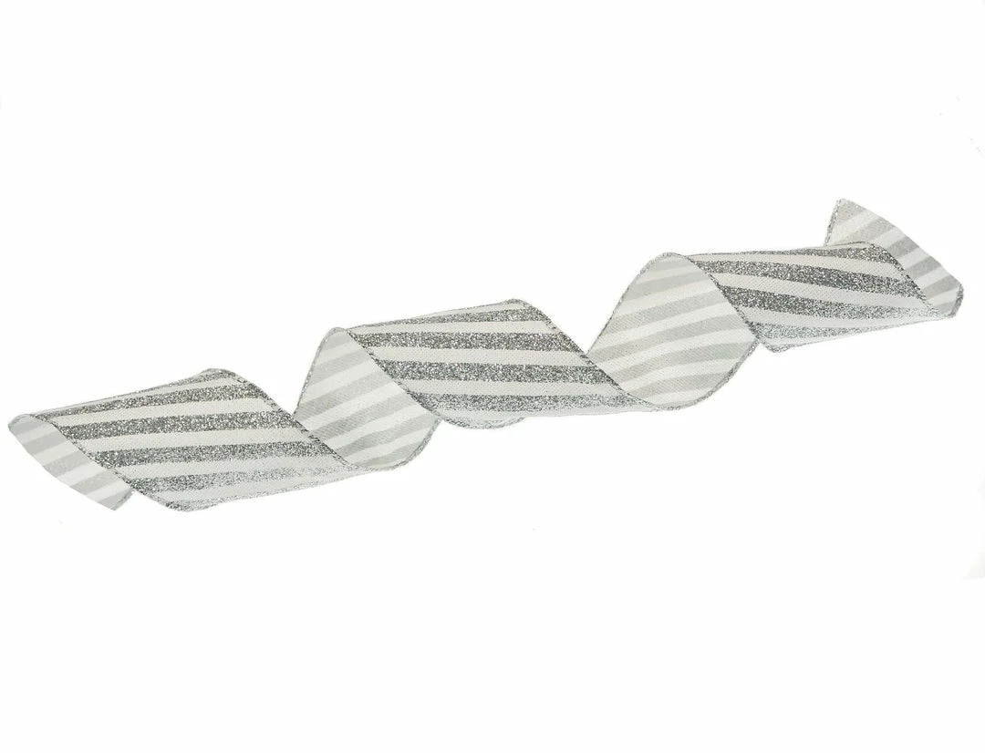 Best Sale π₯ The π Christmas Palace 2.5" X 10YD WHITE & SILVER GLITTER STRIPE RIBBON SET OF 3 Ribbon & Bows π€© 4 The Christmas Palace 2.5" X 10YD WHITE & SILVER GLITTER STRIPE RIBBON SET OF 3 Ribbon & Bows