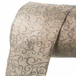 The Christmas Palace Ribbon & Bows 2.5" X 10YD GOLD & SILVER SWIRLS RIBBON SET OF 3