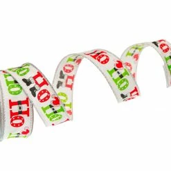 The Christmas Palace 1.5" X 10YD WHITE, RED, & GREEN HO-HO-HO RIBBON SET OF 3 Ribbon & Bows
