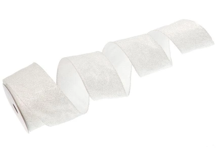 Discount π― The π Christmas Palace 2.5" X 10YD WHITE IRIDESCENT GLITTER RIBBON SET OF 3 π 3 The Christmas Palace 2.5" X 10YD WHITE IRIDESCENT GLITTER RIBBON SET OF 3