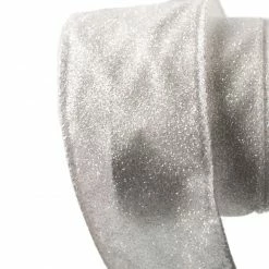 The Christmas Palace 2.5" X 10YD WHITE IRIDESCENT GLITTER RIBBON SET OF 3