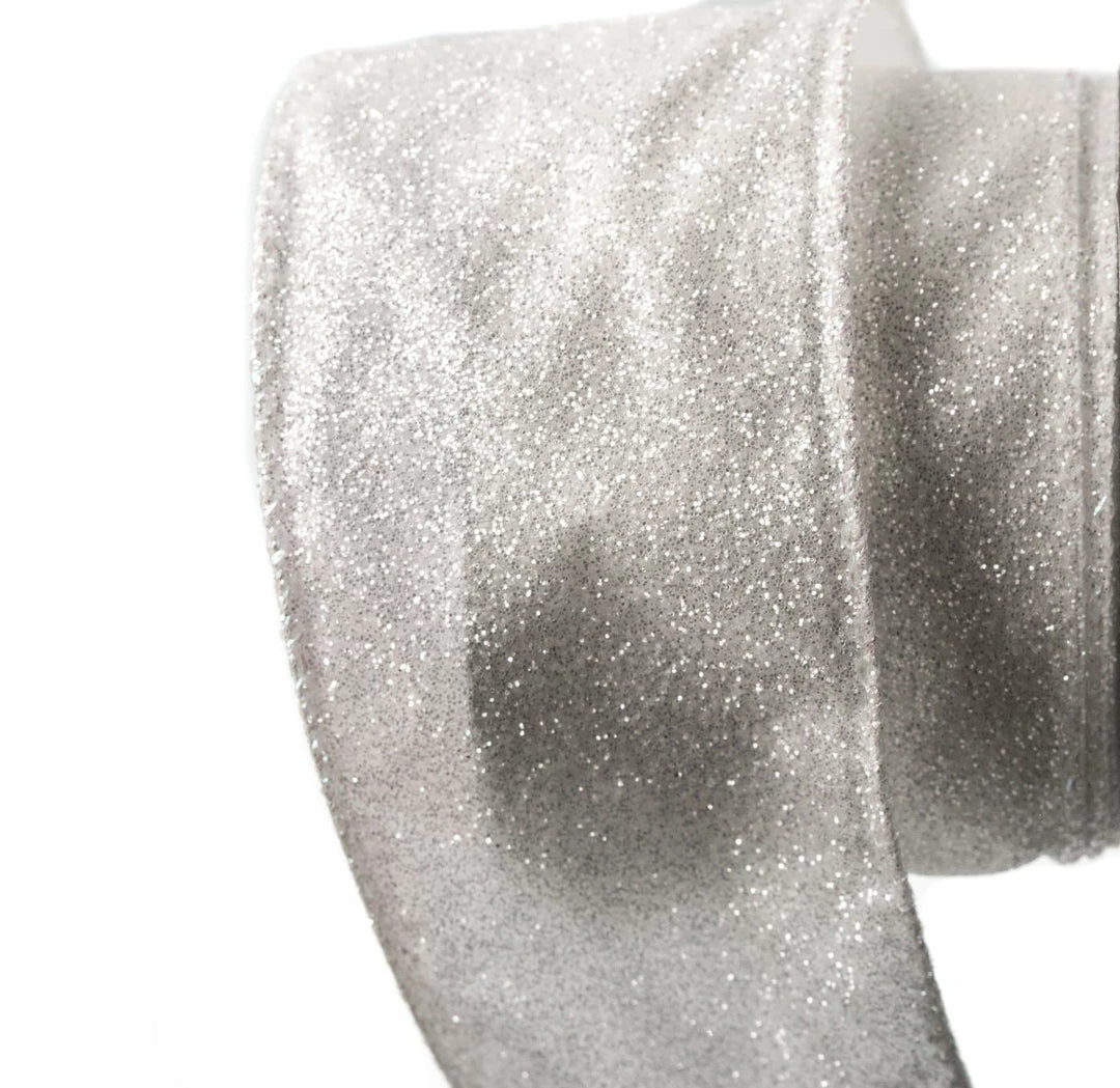 Discount π― The π Christmas Palace 2.5" X 10YD WHITE IRIDESCENT GLITTER RIBBON SET OF 3 π 1 The Christmas Palace 2.5" X 10YD WHITE IRIDESCENT GLITTER RIBBON SET OF 3