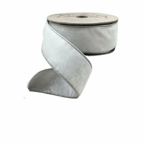 Outlet π The π Christmas Palace 2.5" X 10YD WHITE LUSH VELVET METALLIC SILVER BACK RIBBON Ribbon & Bows π 1 The Christmas Palace 2.5" X 10YD WHITE LUSH VELVET METALLIC SILVER BACK RIBBON Ribbon & Bows