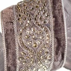 Cheapest π The π Christmas Palace 4" X 5YD GREY VELVET JEWELED TRIM RIBBON Ribbon & Bows β€οΈ 7 The Christmas Palace 4