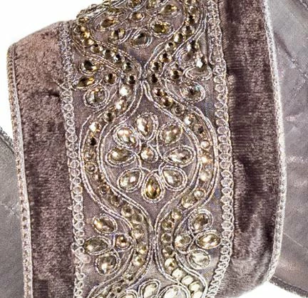 Cheapest π The π Christmas Palace 4" X 5YD GREY VELVET JEWELED TRIM RIBBON Ribbon & Bows β€οΈ 4 The Christmas Palace 4" X 5YD GREY VELVET JEWELED TRIM RIBBON Ribbon & Bows