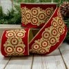 The Christmas Palace 4" X 5YD RED VELVET CIRCULAR METALLIC BACK RIBBON Ribbon & Bows
