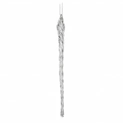 The Christmas Palace 10" CLEAR WHITE ICICLE ORNAMENT SET OF 12
