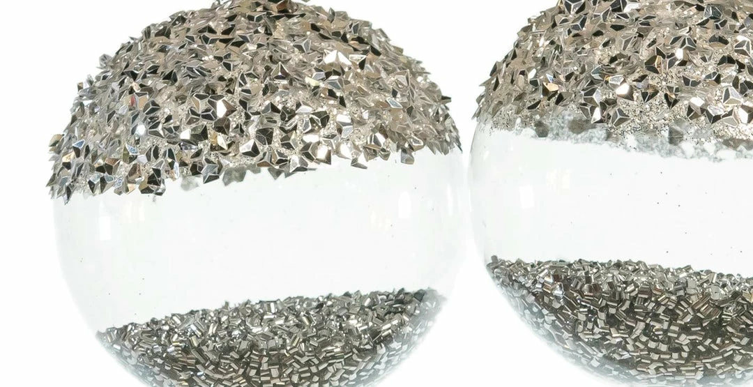 Cheap π₯° The π Christmas Palace 5" SILVER GLASS WITH GLITTER ORNAMENT SET OF 6 π 2 The Christmas Palace 5" SILVER GLASS WITH GLITTER ORNAMENT SET OF 6