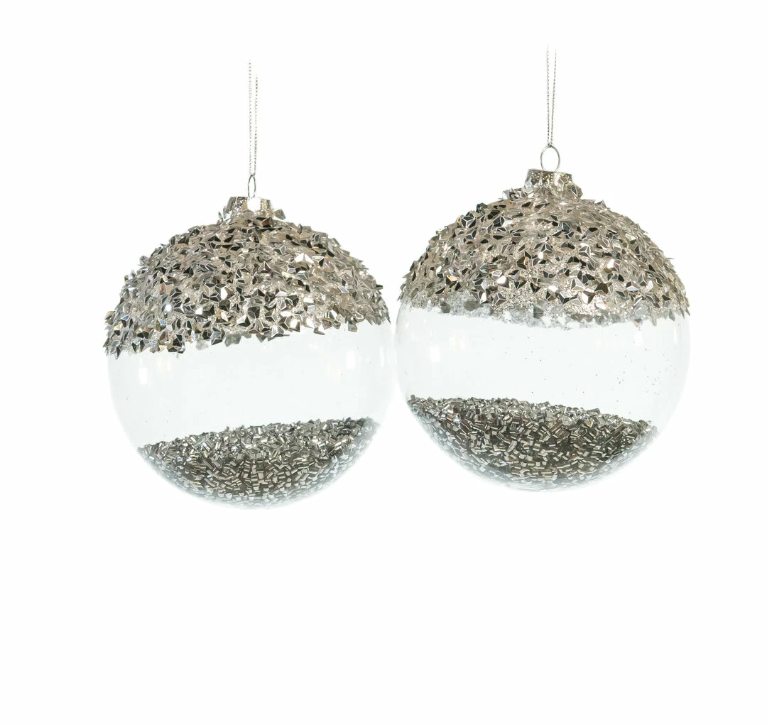 Cheap π₯° The π Christmas Palace 5" SILVER GLASS WITH GLITTER ORNAMENT SET OF 6 π 1 The Christmas Palace 5" SILVER GLASS WITH GLITTER ORNAMENT SET OF 6