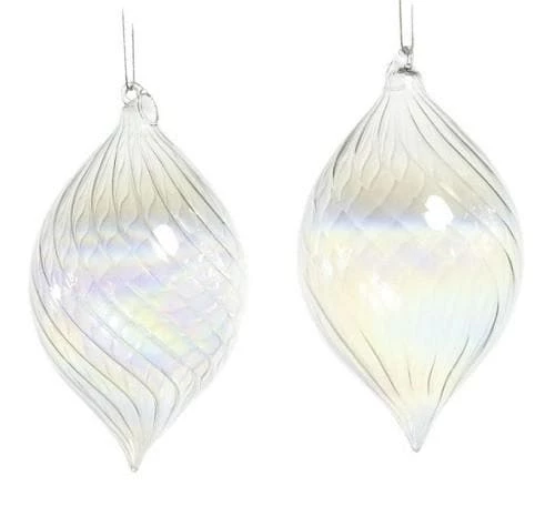 Promo π₯ The π Christmas Palace 7" CLEAR IRIDESCENT GLASS FINIAL ORNAMENT SET OF 6 β€οΈ 1 The Christmas Palace 7" CLEAR IRIDESCENT GLASS FINIAL ORNAMENT SET OF 6