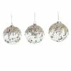 The Christmas Palace 4" CLEAR GLASS BALL WITH SILVER BEADS ORNAMENT SET OF 6