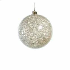 The Christmas Palace 6" CLEAR GLITTER BALL ORNAMENT SET OF 6