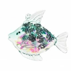 The Christmas Palace 3.75" AQUA FISH GLASS ORNAMENT SET OF 6 Christmas Ornaments