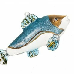 The Christmas Palace 3.25" BLUE FISH GLASS ORNAMENT SET OF 4 Christmas Ornaments