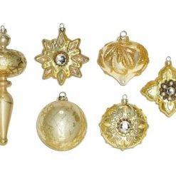 The Christmas Palace Gilded Elegance 4" - 8" ROYAL CHAMPAGNE GLASS ORNAMENTS SET OF 24