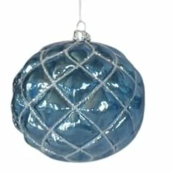 The Christmas Palace Christmas Ornaments 4.75" BLUE DIAMOND GLASS ORNAMENT SET OF 2